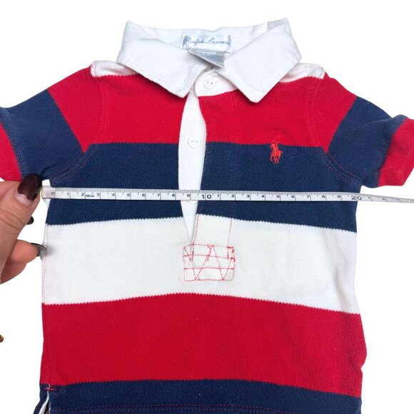 Ralph Lauren Baby Polo Shirt 3M Red White Navy Stripes – Toddler / Infant - Picture 3 of 11